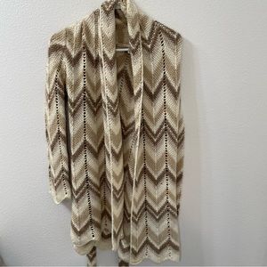 Lucky brand tribal wool cardigan tan small